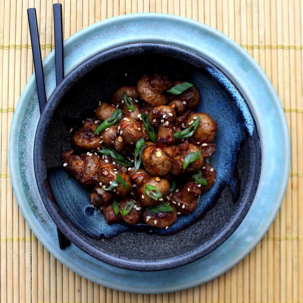 Sauteed White Button Mushrooms in Miso Glaze